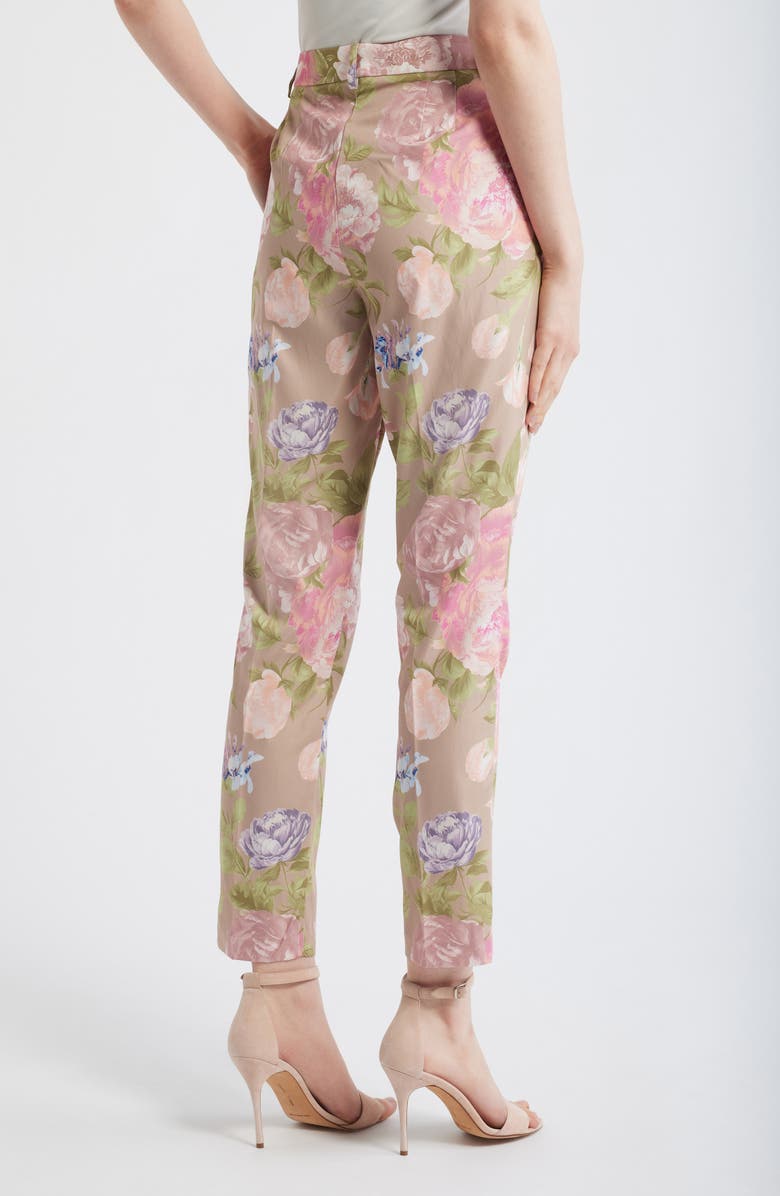 Tahari ASL Floral Print Pants, Alternate, color, Taupe Multi