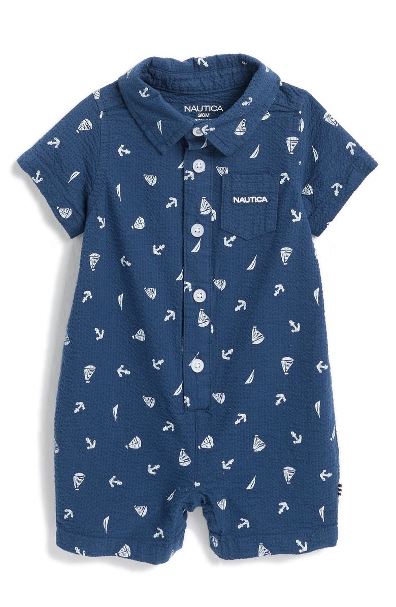 Nautica Cotton Romper, Main, color, 