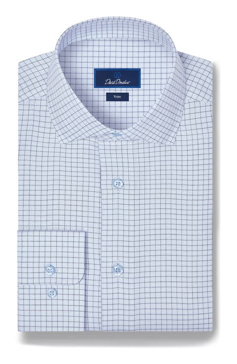 Trim Fit Check Cotton & Cashmere Dress Shirt