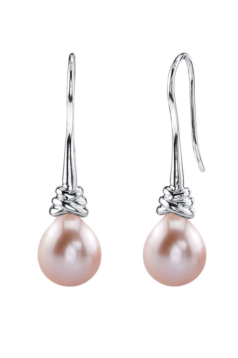 Pink Freshwater Drop Pearl Denise Earrings, Main, color, Sterling Silver