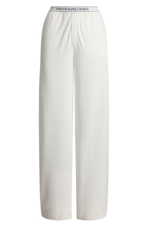 Shop Polo Ralph Lauren Logo Waistband Cotton & Modal Pajama Pants In White Cloud