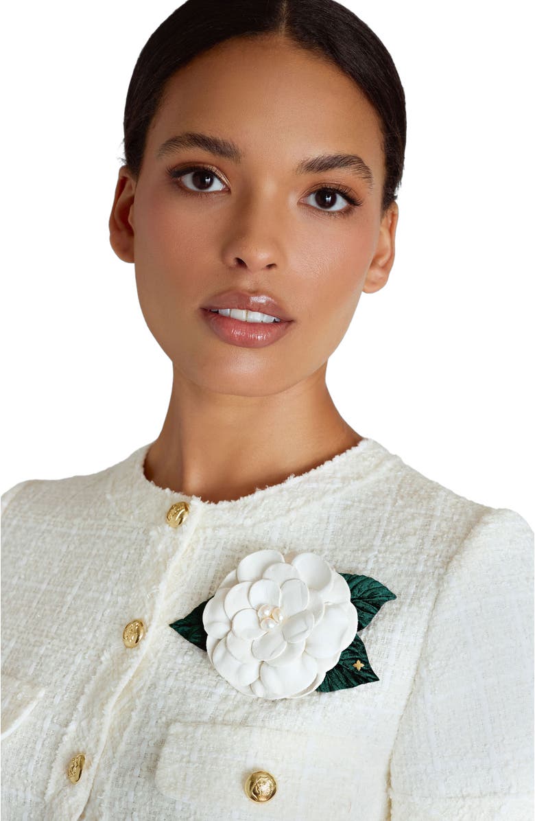 Helena Simon The Small White Gardenia Floral Brooch, Alternate, color, White