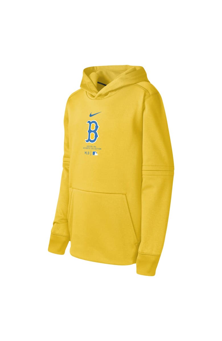 Nike Youth Nike Gold Boston Red Sox City Connect Practice Graphic Performance Pullover Hoodie, Alternate, color, 