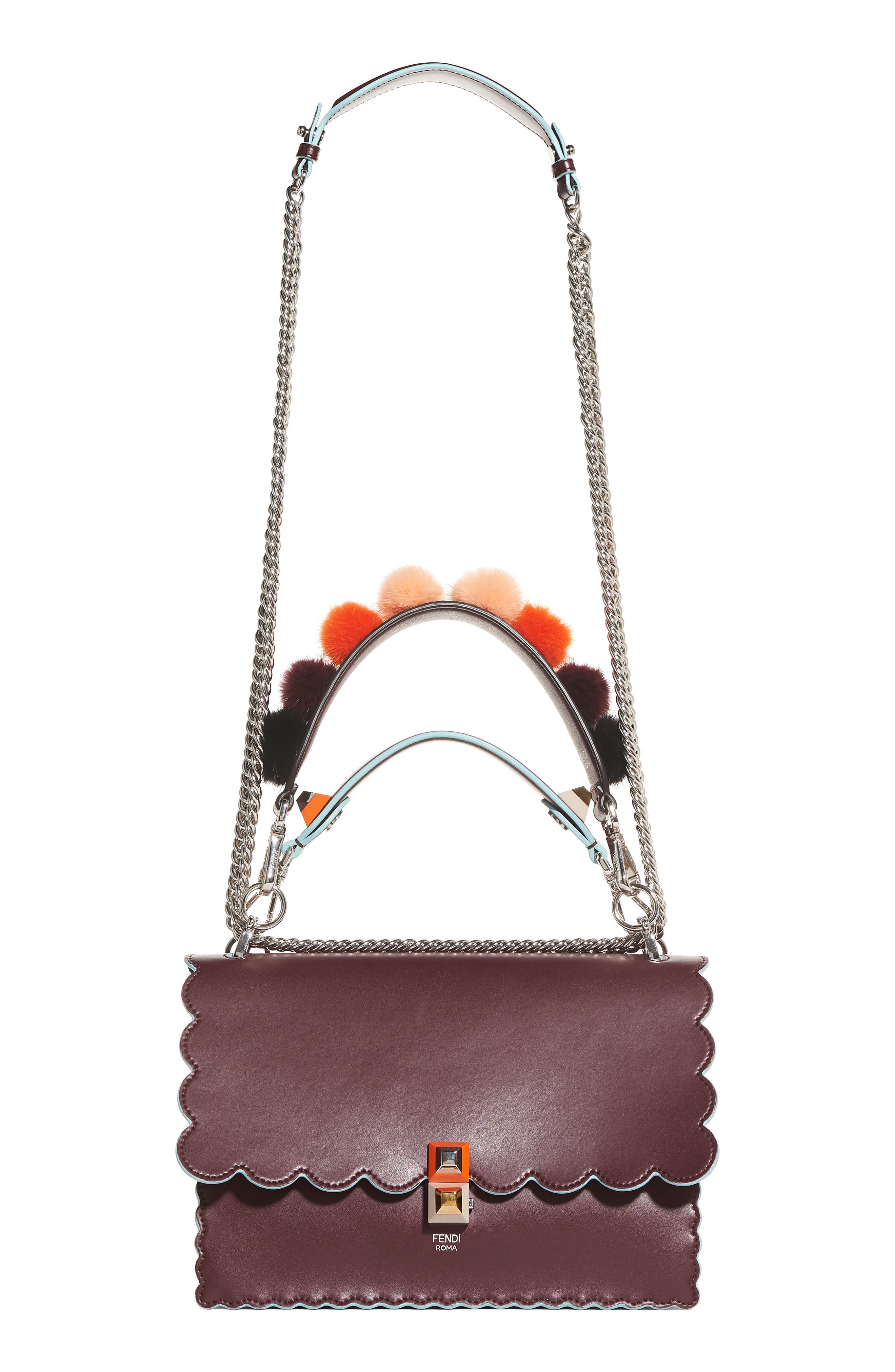 Kan I Scallop Leather Shoulder Bag, Main, color, BORDEAUX PALLADIUM