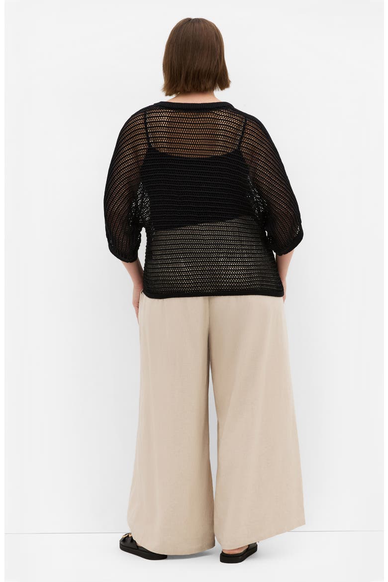 Resort Sheer Open Knit Top, Alternate, color, BLACK