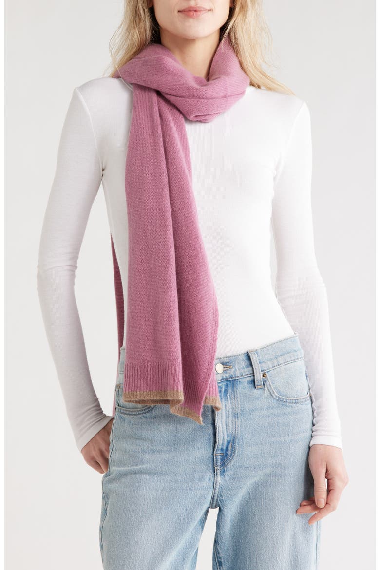 Colorblock Cashmere Scarf, Main, color, DUSTYROSE/ NILEBROWN