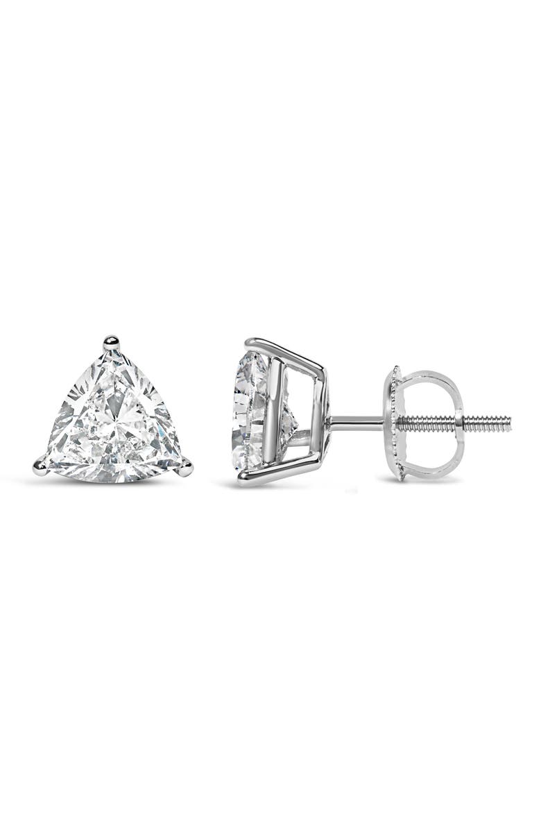 Haus of Brilliance 14K White Gold 2.0 Ct Trillion Lab Grown Diamond 3-Prong Solitaire Stud Earrings, Alternate, color, White