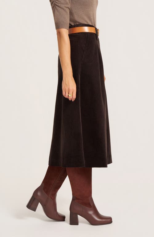 Matty M . Marlowe Cotton Blend Corduoy Midi Skirt In Brown