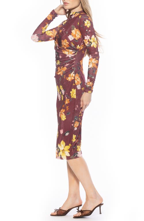 Alexia Admor Kim Bodycon Long Sleeve Midi Dress In Multi