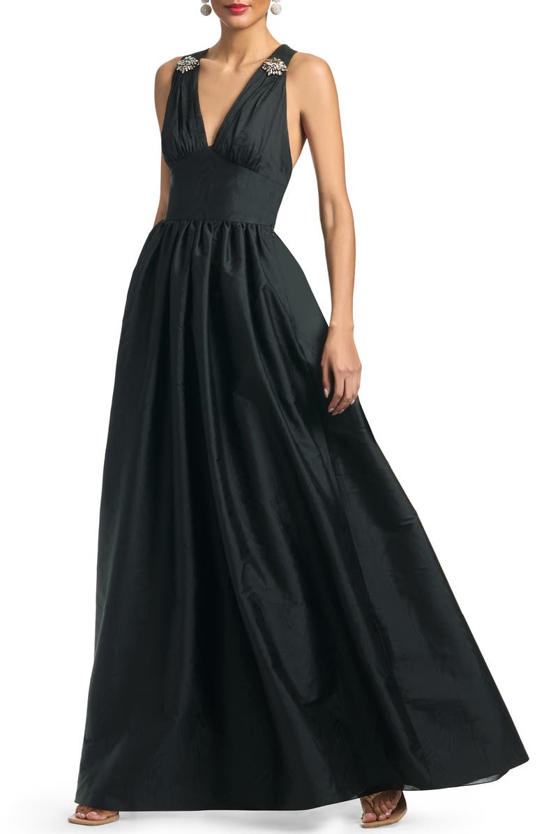 Sachin & Babi Kenzia Embellished Moiré Taffeta Gown, Main, color,