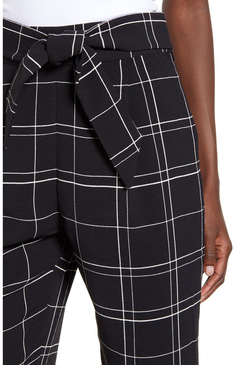 Tie Front Pants, Alternate, color, BLACK GLAM CITY CHECK