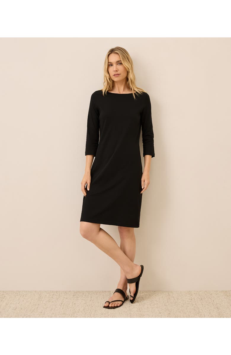 Pact Organic Cotton Softspun Boat Neck Dress, Main, color, Black
