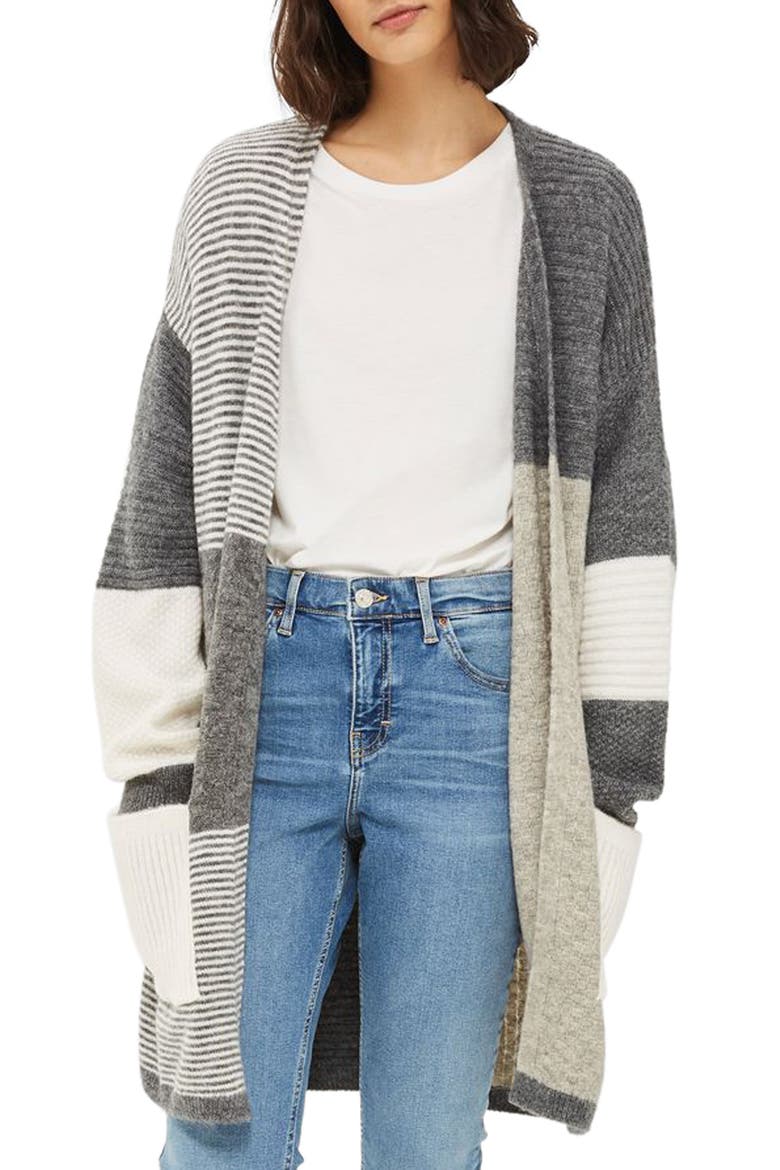 Patchwork Marled Cardigan, Main, color, GREY