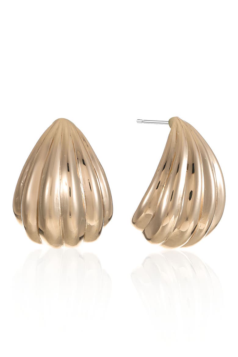 Curved Chunky Huggie Earrings, Main, color, GOLD