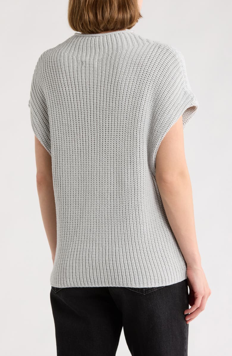 Leith Mock Neck Cap Sleeve Cotton Blend Sweater, Alternate, color, Grey Light Heather