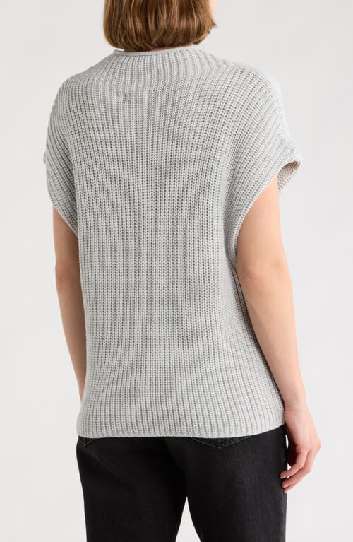 Leith Mock Neck Cap Sleeve Cotton Blend Sweater In Gray