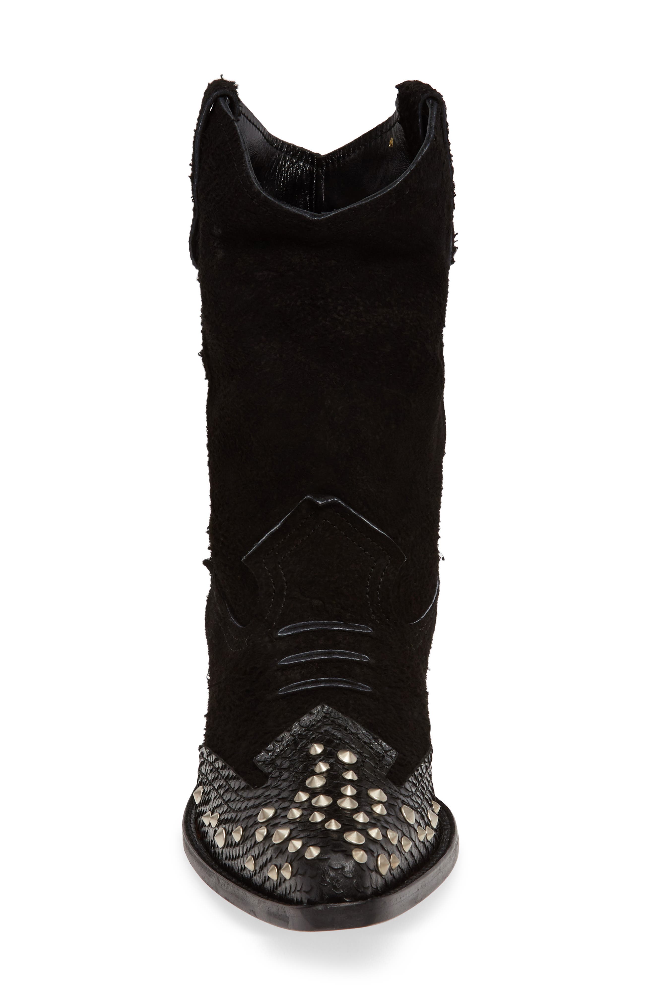 Spiked Ankle Cowboy Boots, Alternate, color, BLACK