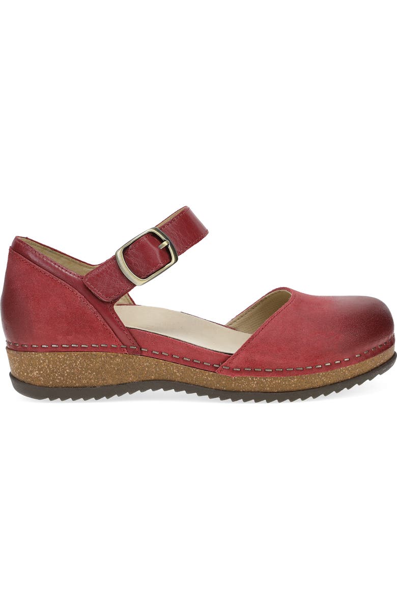 Dansko Mae Ankle Strap Platform Clog, Alternate, color, Red