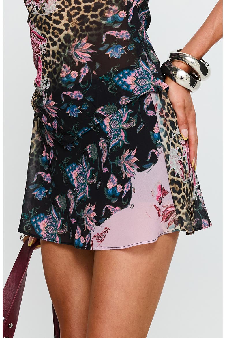 Lindzee Floral Print Bias Skort, Alternate, color, PINK MULTI