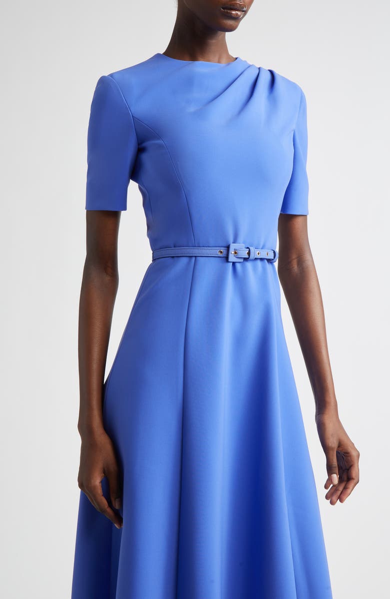 Carolina Herrera Belted Crepe Midi Dress, Alternate, color, Bluebell