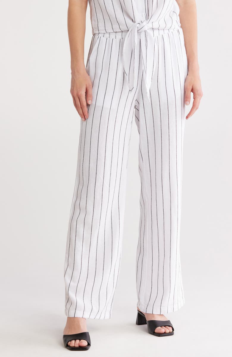 Ellen Tracy Wide-Leg Pants, Main, color, White/ Black Pinstripe