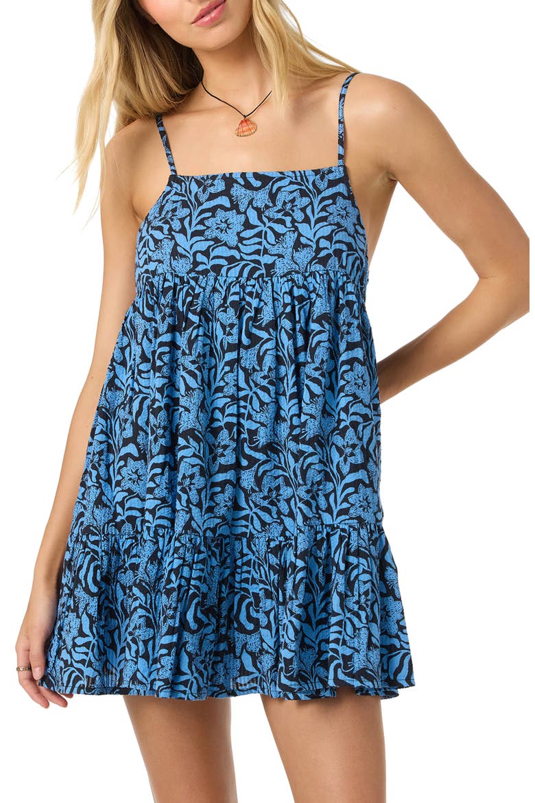 OG Rilee Printed Cover-Up Babydoll Dress, Alternate, color, BLUE/ BLACK
