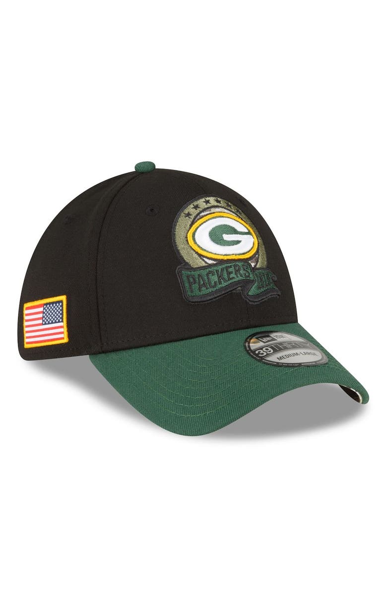 New Era Men's New Era Black Green Bay Packers 2022 Salute To Service 39THIRTY Flex Hat, Main, color,