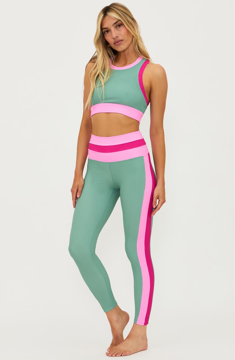Beach Riot Mariella Stripe Leggings, Alternate, color, Sage Bloom Colorblock