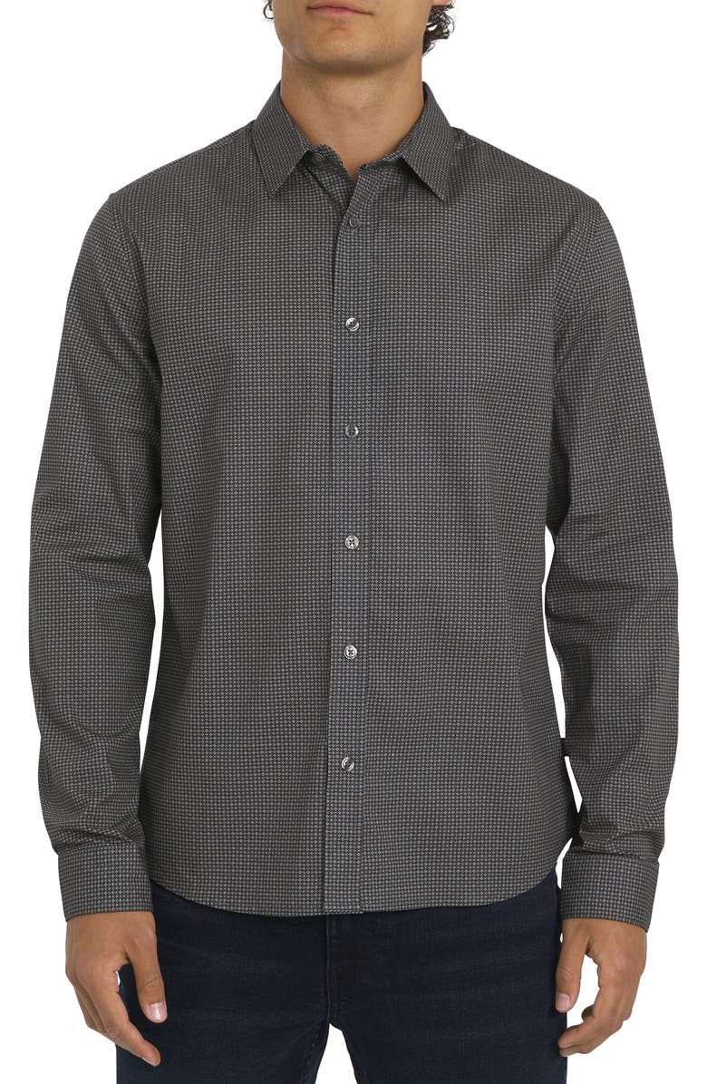 DKNY SPORTSWEAR Jericho Stretch Cotton Button-Up Shirt, Main, color, Light Gray