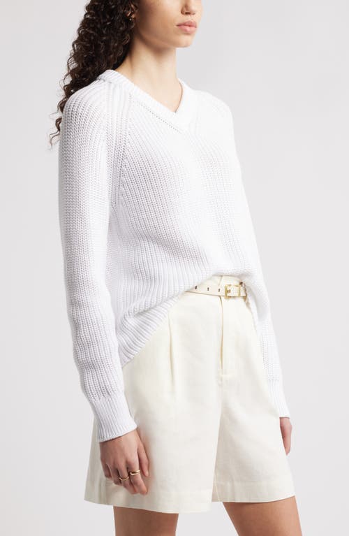 Nordstrom Cotton V-neck Sweater In White