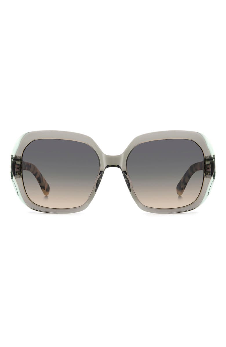 Kate Spade New York norina 57mm gradient square sunglasses, Main, color, Crystal Grey/ Greybrown Ds