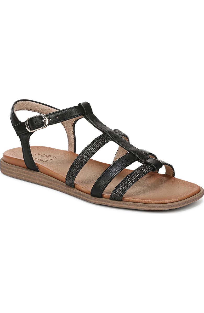Naturalizer Julia Sandal, Main, color, Black Faux Raffia