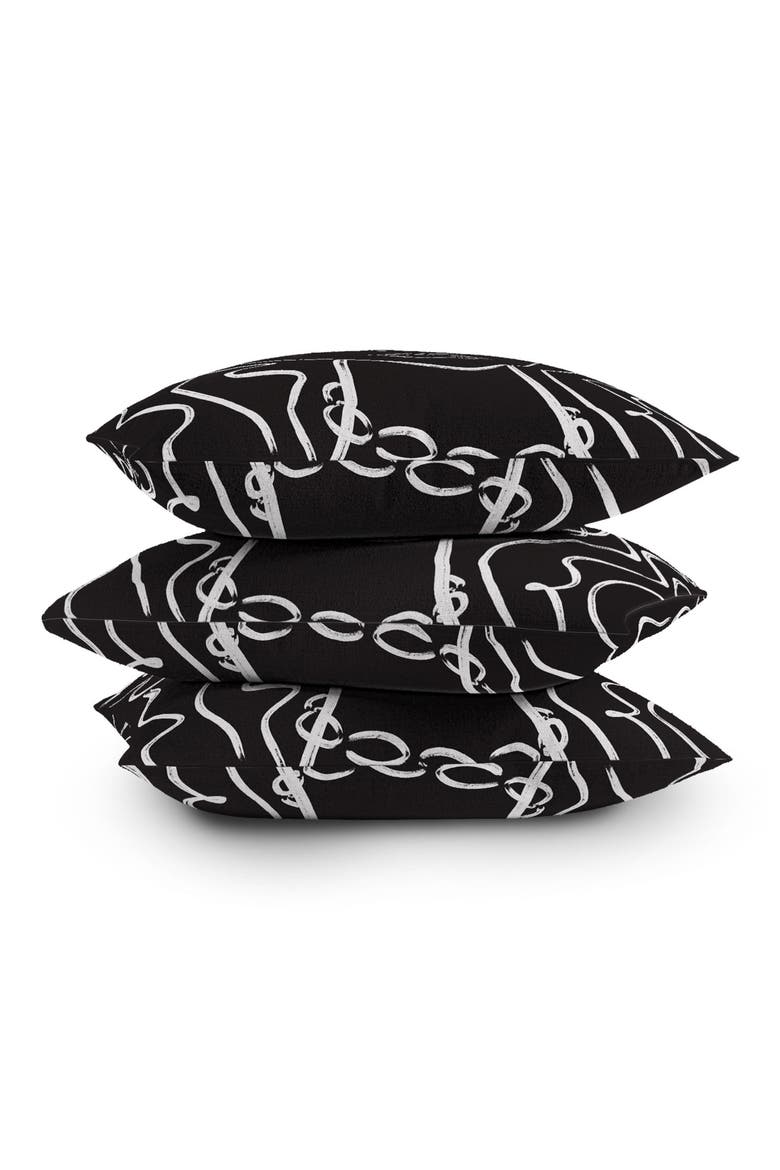 Line Portrait Square Throw Pillow, Alternate, color, BLACK-WHITE
