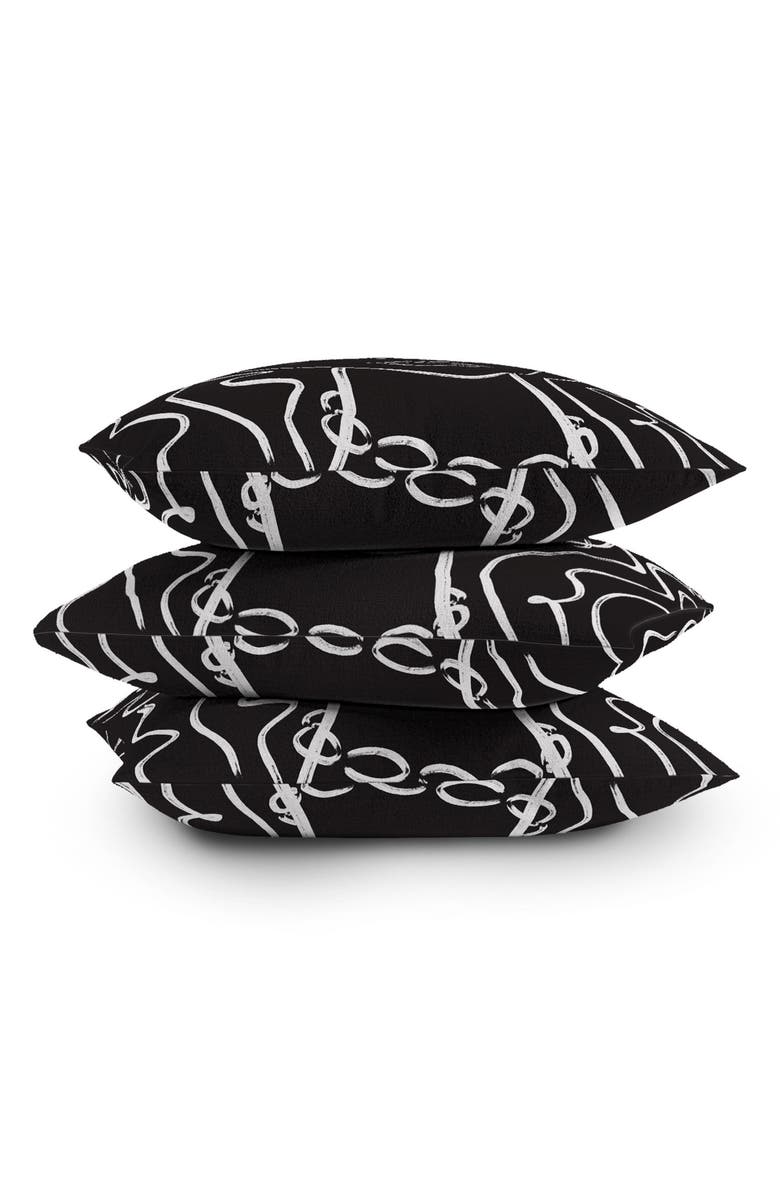 Deny Designs Line Portrait Square Throw Pillow, Alternate, color, Black-White