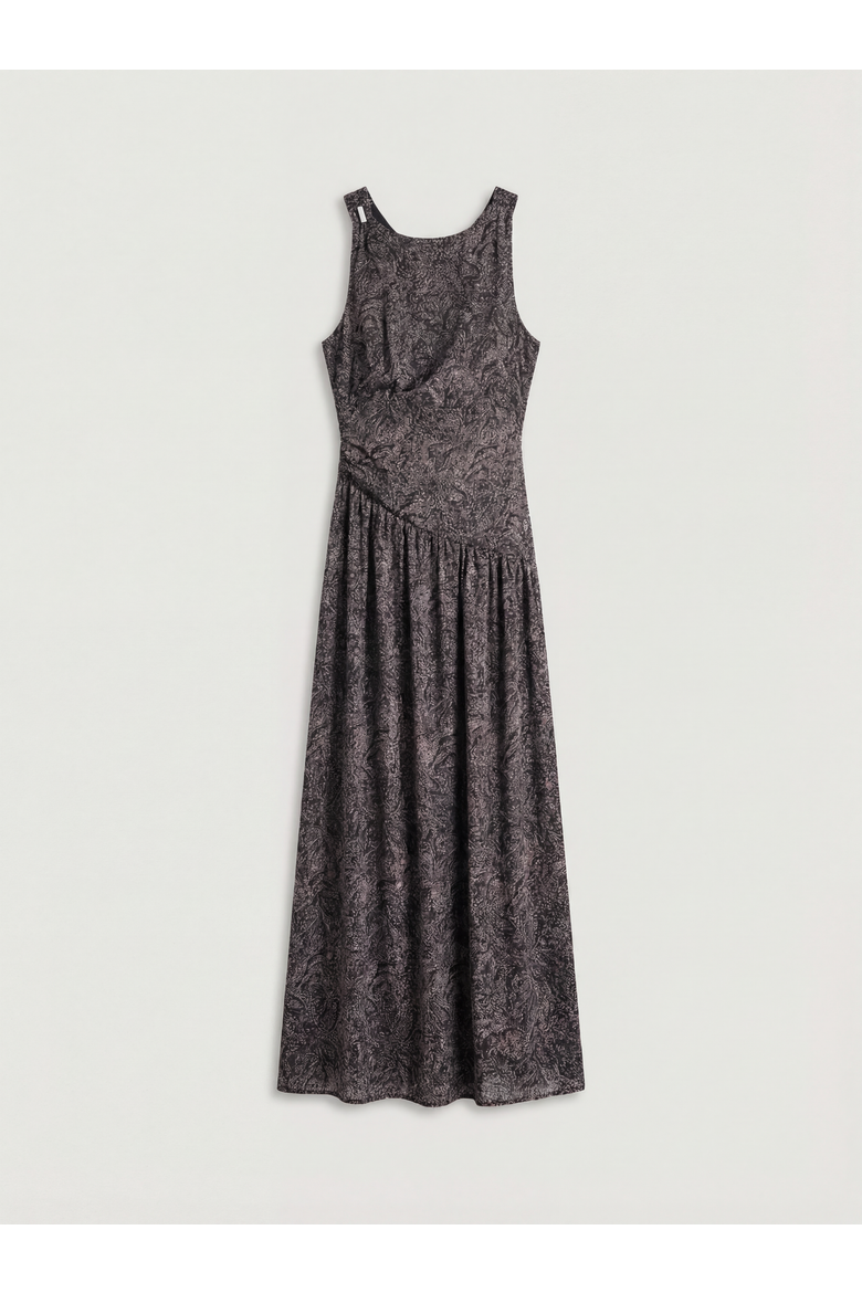 Printed Chiffon Tiered Maxi Dress, Alternate, color, Brown
