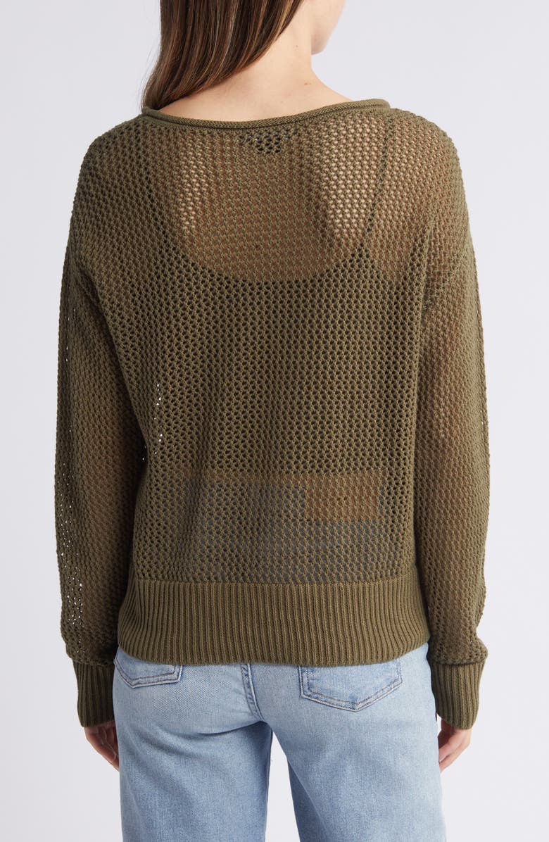 Sanctuary Cotton Open Knit Sweater, Alternate, color, Burnt Olive