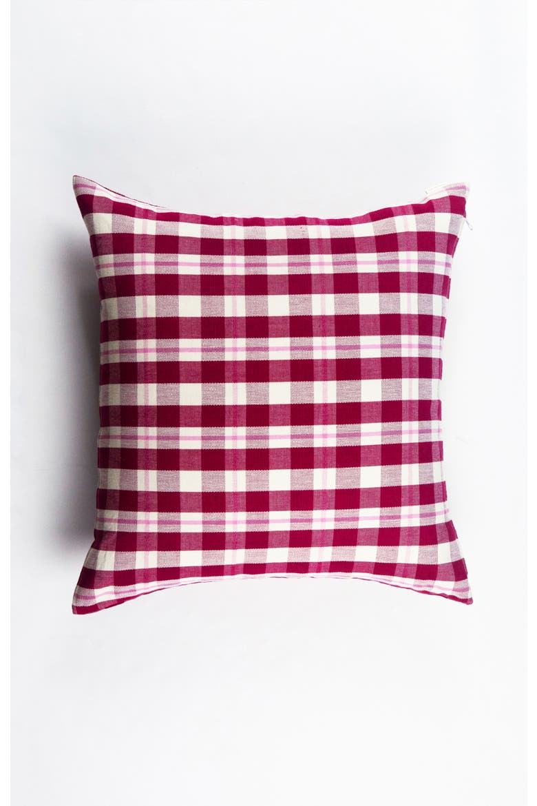 Handwoven Abigail Cranberry Cotton Throw Pillow, Main, color, Red