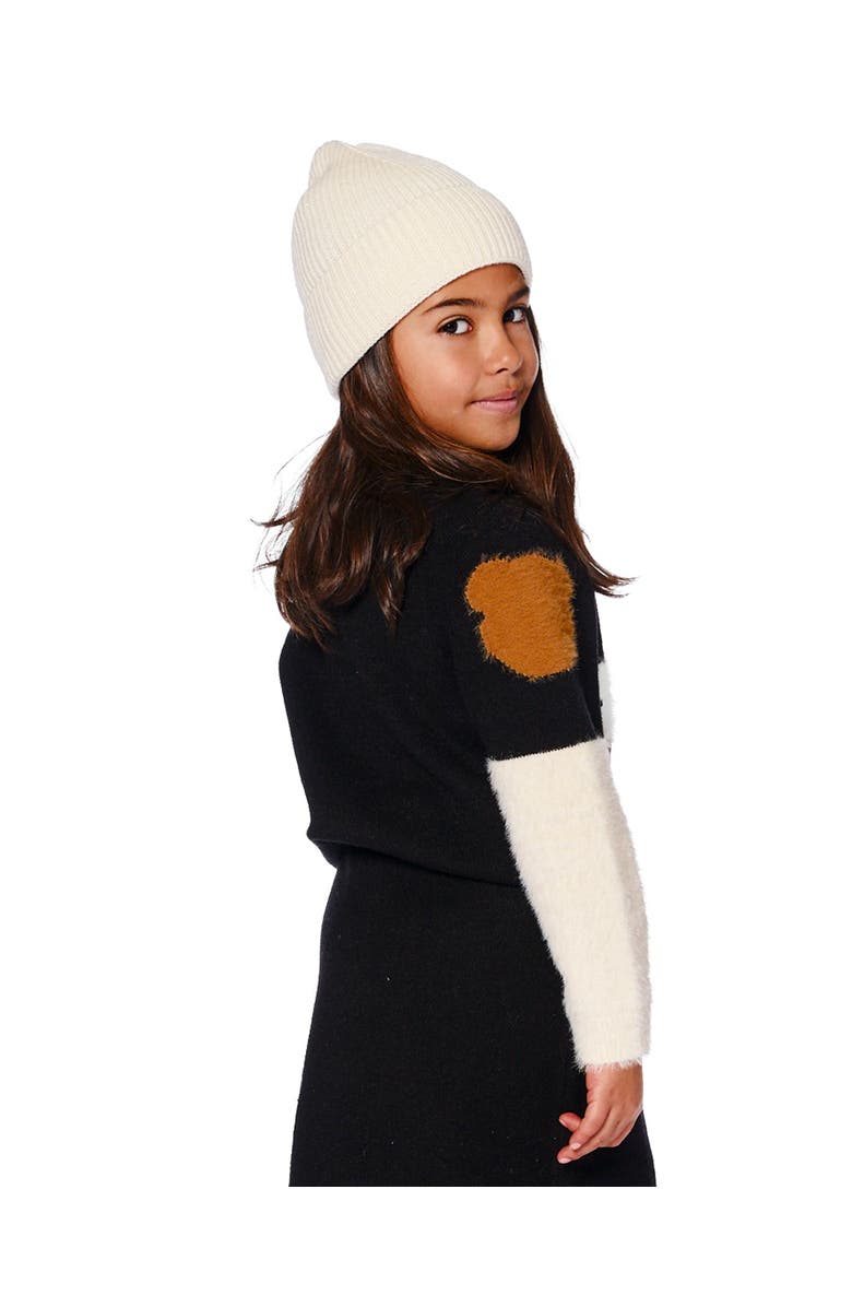 Deux par Deux Knitted Sweater with Bear Intarsia, Main, color, Black