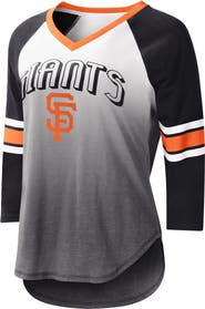 G-III 4HER BY CARL BANKS Women's G-III 4Her by Carl Banks White/Black San Francisco Giants Lead-Off Raglan 3/4-Sleeve V-Neck T-Shirt