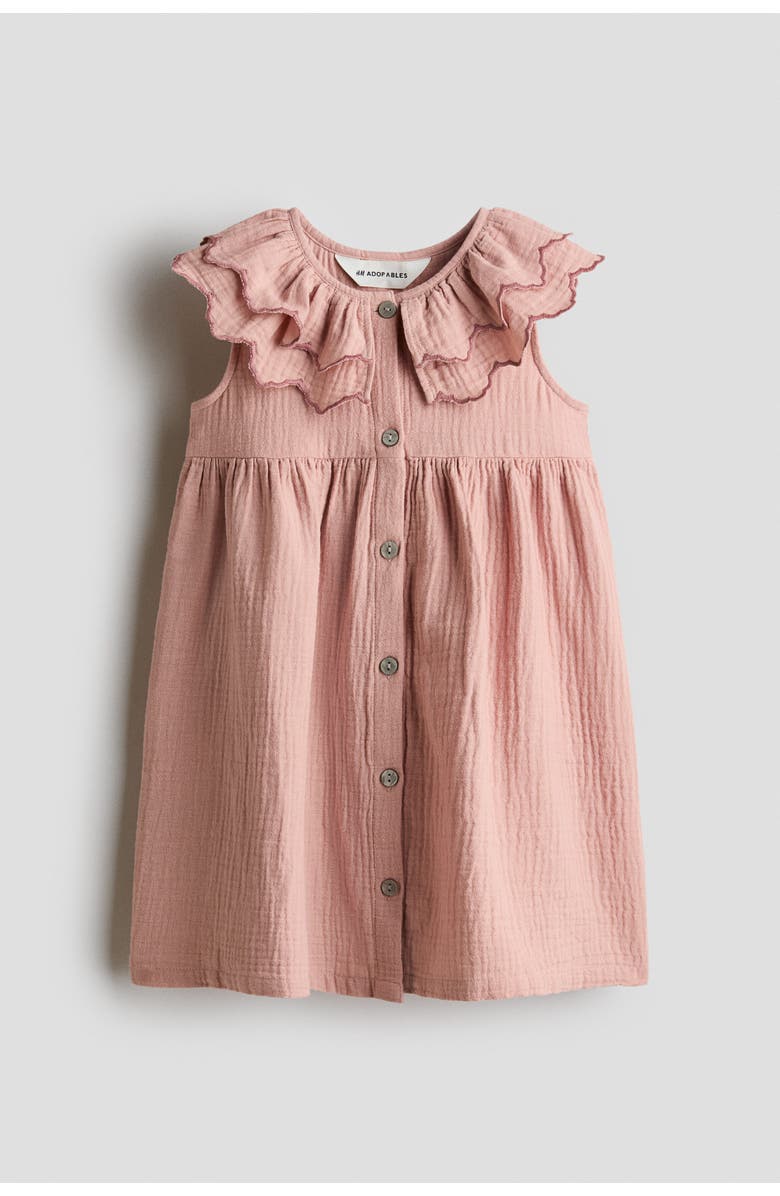 H&M Cotton Muslin Dress, Main, color, Dusty Pink