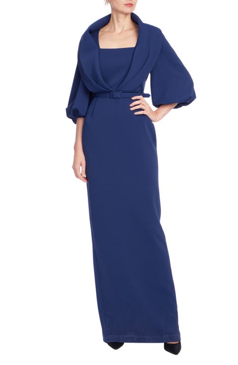 Puff Sleeve Gown with Belt