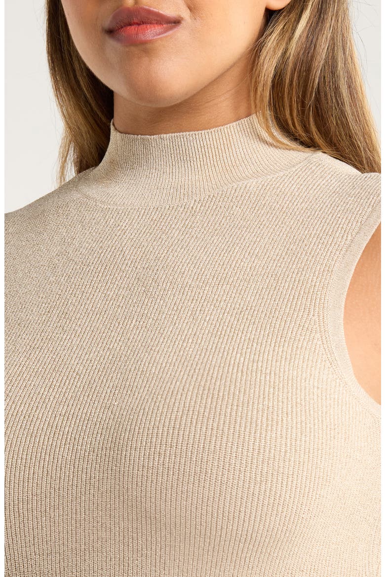Metallic Mock Neck Sleeveless Sweater, Alternate, color, CHAMPAGNE