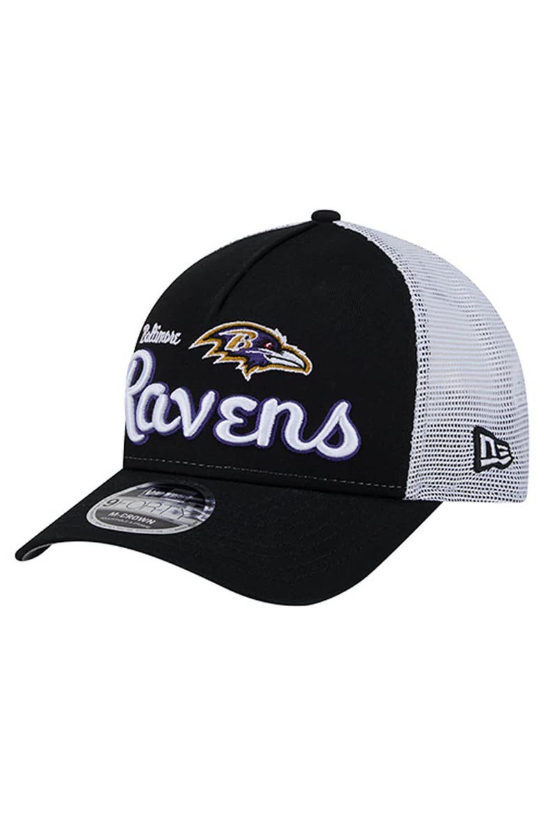 Men's New Era  Black Baltimore Ravens Side Lines 9FORTY Adjustable Hat, Main, color, Black