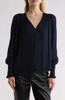 Rebecca Taylor Tie Neck Sateen Blouse