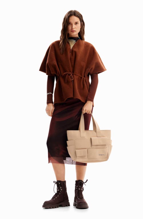 Desigual Multipocket Shopper In Beige