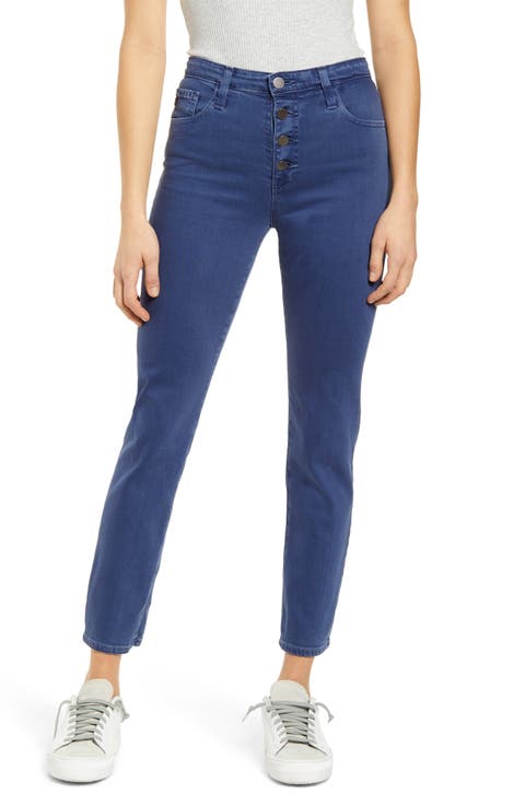 The Isabelle Button Fly High Waist Ankle Straight Leg Jeans