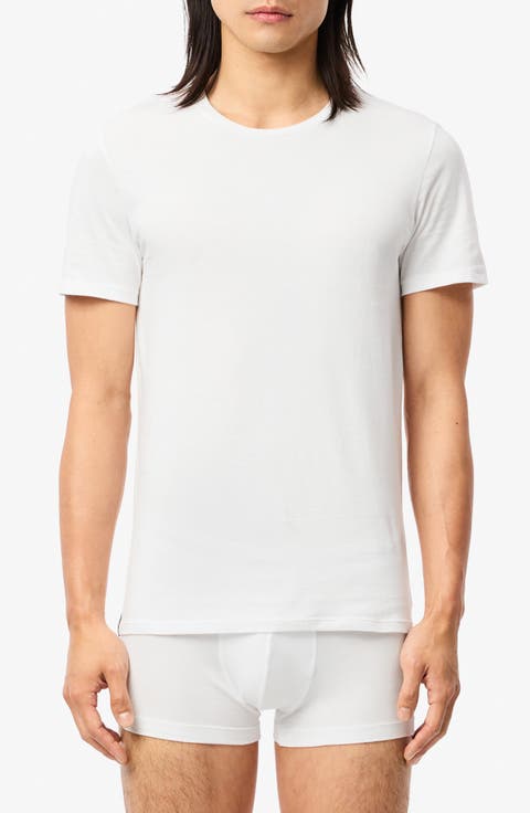 Tシャツ・カットソー LACOSTE Men T Shirts 1212 White Lacoste logo-patch Cotton T-shirt | White | FARFETCH CA