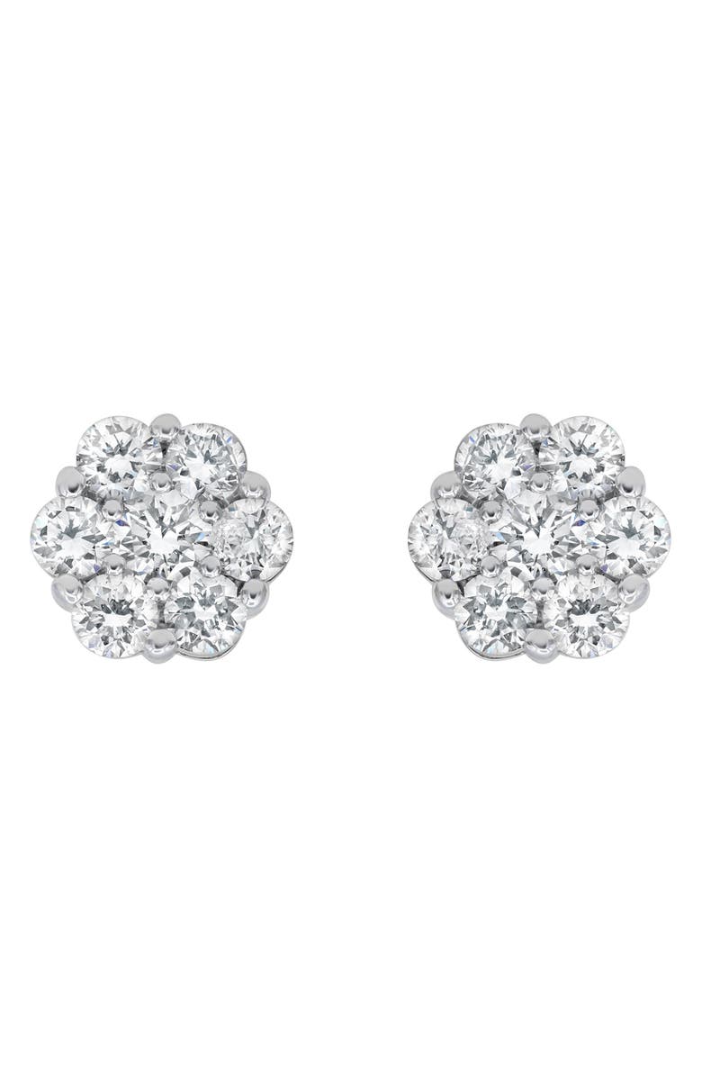 LuvMyJewelry Lab Grown Diamond Cluster Stud Earrings, Alternate, color, 14K White Gold