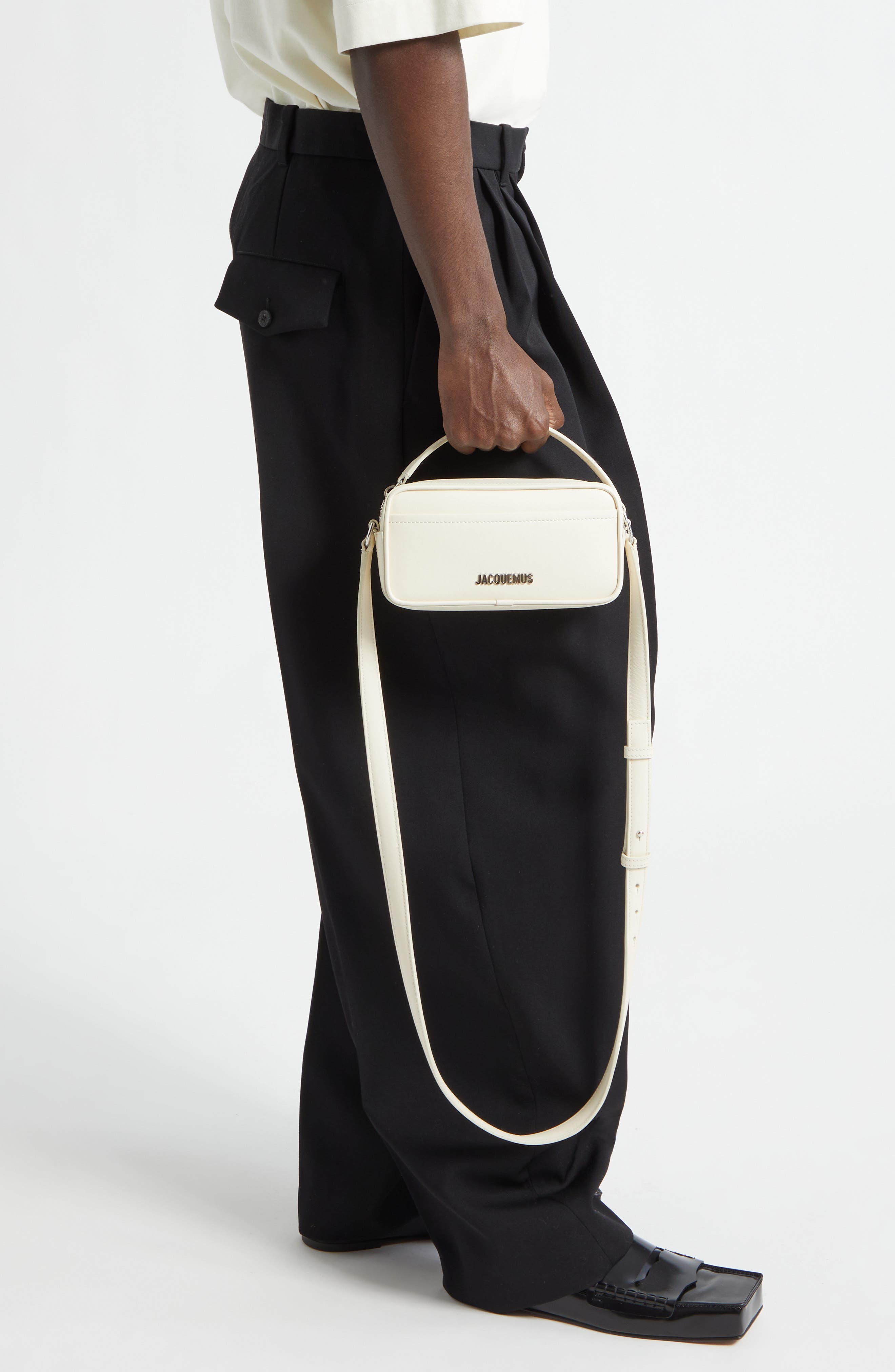 Le Baneto Leather Camera Bag, Alternate, color, LIGHT IVORY 115