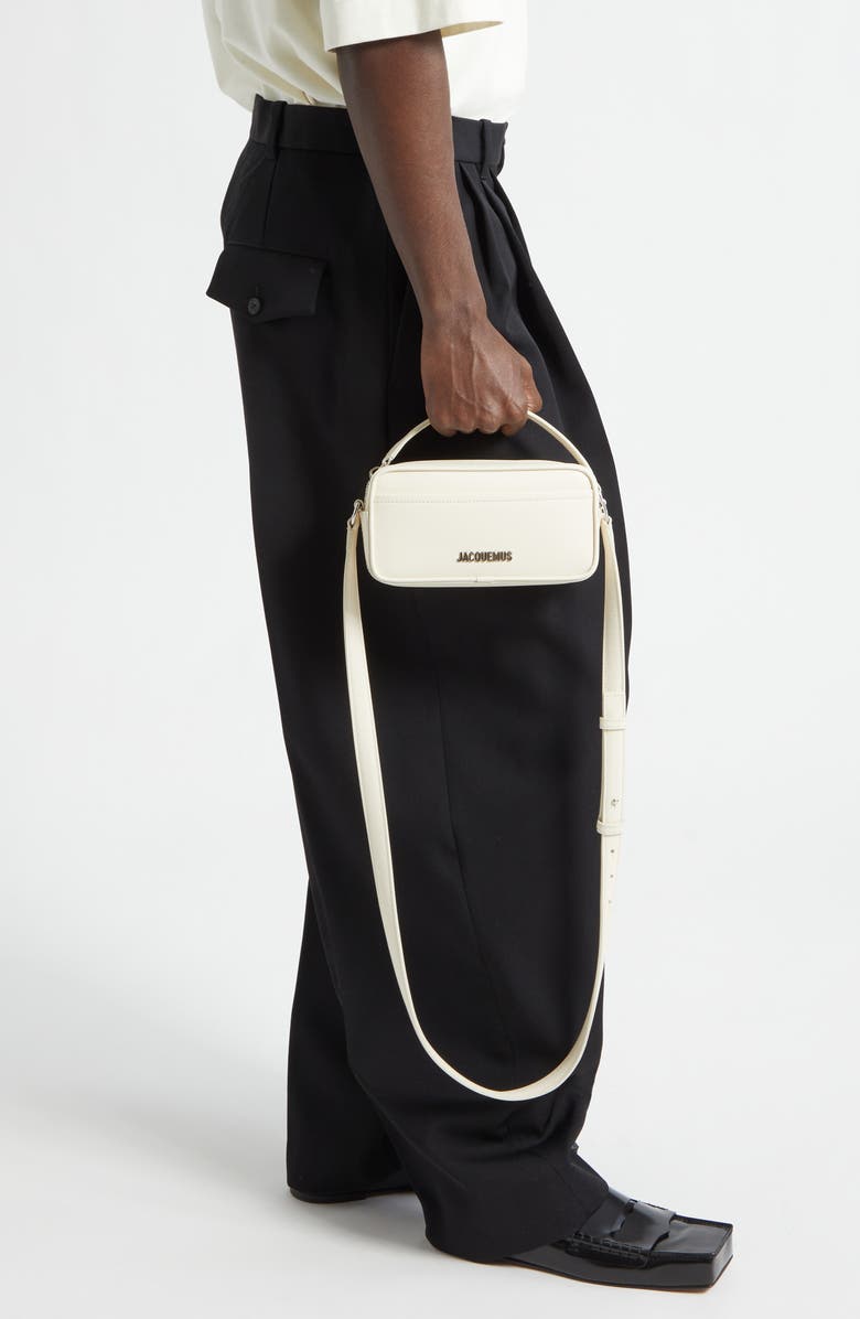 Jacquemus Le Baneto Leather Camera Bag, Alternate, color, Light Ivory 115